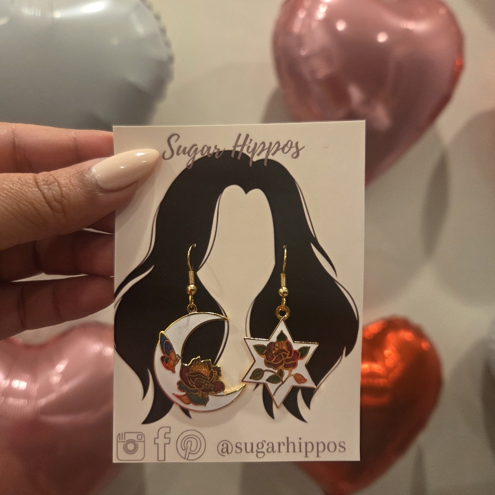 Moon and Star Earrings